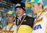 Niels Albert, nuovo campione nazionale belga, sul podio tra Bart Wellens e Kevin Pauwels © Het Nieuwsblad-Belga