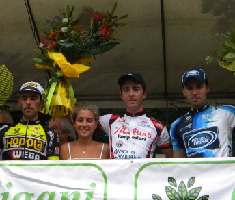 Il podio con i livornesi Casini e Mucelli e il brasiliano Andriato © Foto Cicloweb.it