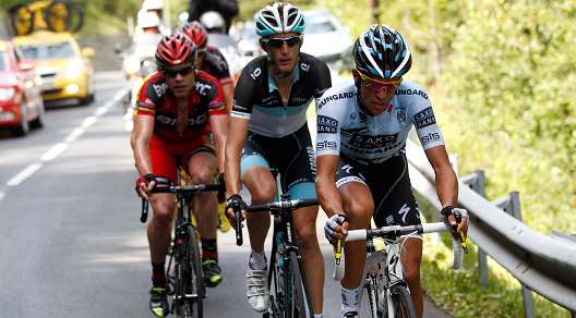 Alberto Contador, Andy Schleck e Cadel Evans, grandi protagonisti della tappa dell'Alpe d'Huez © Bettiniphoto