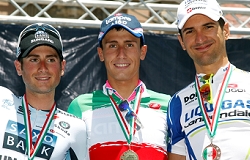 Adriano Malori, neocampione italiano a cronometro, tra Manuele Boaro e Alan Marangoni © Bettiniphoto