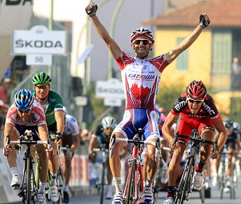La vittoria di Daniel Moreno a Novi Ligure, davanti a Van Avermaet e Paolini nel Giro del Piemonte © Bettiniphoto