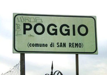 Il cartello indicante la celeberrima frazione di Sanremo - Foto dal web