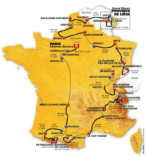 La planimetria del Tour de France 2012 © www.letour.fr
