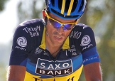 Alberto Contador al taglio del traguardo di Jaca © Bettiniphoto