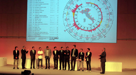 I possibili protagonisti del Giro d'Italia 2013 sul palco dello Spazio Pelota © Bettiniphoto
