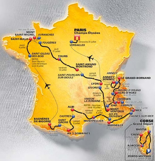 La planimetria del Tour de France 2013 © www.letour.fr
