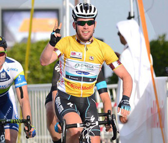 Terza vittoria di tappa e maglia gialla sempre più sicura per Mark Cavendish a Madinat Al Shamal © omegapharma-quickstep.com