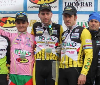 Gioele Bertolini, Bryan Falaschi, Elia Silvestri e Fausto Scotti sul podio di Paterno © Ufficio stampa Giro d'Italia Ciclocross
