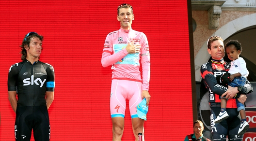 Il podio del Giro con Nibali tra Urán e Evans © Bettiniphoto