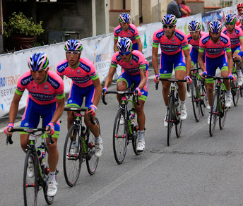 La formazione della Lampre-Merida in azione all'ultimo Giro dell'Emilia © Bettiniphoto