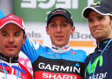 Da sinistra: Joaquim Rodríguez, Daniel martin ed Alejandro Valverde formano il podio della Liegi-Bastogne-Liegi 2013 © Bryn Lennon/Getty Images Europe