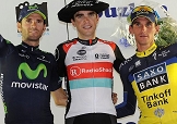 Tony Gallopin tra Alejandro Valverde e Roman Kreuziger sul podio della Clásica di San Sebastián 2013 © www.teamsky.com