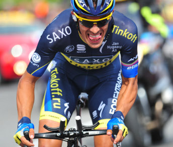Alberto Contador in azione nella crono Embrun-Chorges © Bettiniphoto