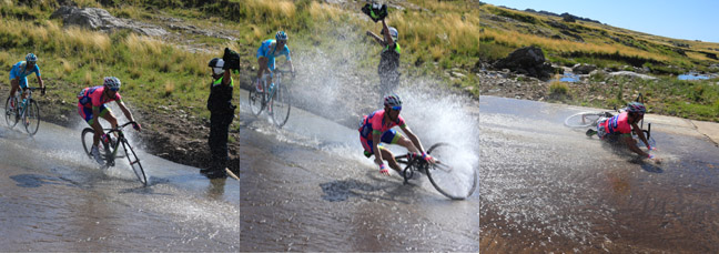 La sequenza della caduta di Diego Ulissi nella quinta tappa del Tour de San Luis © Bettiniphoto - Elaborazione cs Lampre