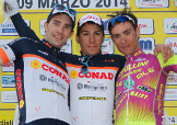 Christian Delle Stelle sul podio del Trofeo Balestra con Matteo Collodel e Marco Chianese © Bettiniphoto