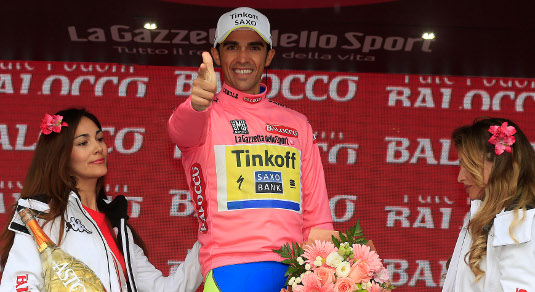 Alberto Contador torna in maglia rosa a Valdobbiadene © Bettiniphoto