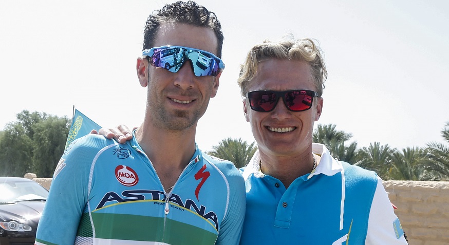 Vincenzo Nibali e Alexandre Vinokourov assieme al recente Abu Dhabi Tour © Bettiniphoto