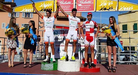 Il podio del Trofeo Matteotti, vinto da Danilo Celano © Federciclismo