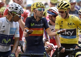 Quintana, Valverde e Froome alla partenza della tappa: il murciano sembrava già rassegnato © Bettiniphoto
