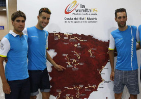 Da sinistra: Mikel Landa, Fabio Aru, Vincenzo Nibali e Luis León Sánchez al via della Vuelta a España © Javier Lizón (EFE)