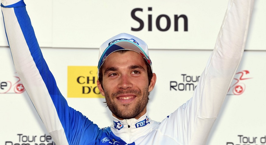 Thibaut Pinot sul podio dopo la vittoria nella crono del Giro di Romandia @ Bettiniphoto