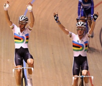 Cameron Meyer e Leigh Howard conquistano il secondo oro di giornata per l'Australia nel Madison - Foto Daylife.com © Getty Images