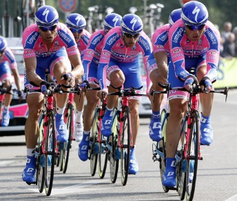 La Lampre impegnata nella cronosquadre di Venaria, allo scorso Giro d'Italia © teamlampre.it