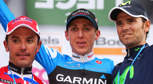 Da sinistra: Joaquim Rodríguez, Daniel martin ed Alejandro Valverde formano il podio della Liegi-Bastogne-Liegi 2013 © Bryn Lennon/Getty Images Europe