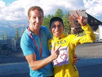 Quintana festeggia la vittoria al Tour de l'Avenir 2010