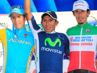 Nairo Quintana sul podio del Giro dell'Emilia 2012