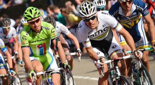 Peter Sagan, qui a fianco all'iridato Gilbert, non ha fornito una buona prova all'Amstel Gold Race © Bettiniphoto