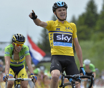 Sul Col du Béal Chris Froome batte Alberto Contador © teamsky.com