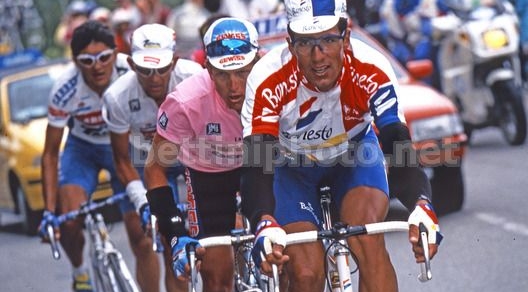 Miguel Indurain, Evgeni Berzin, Marco Pantani e Claudio Chiappucci al Giro d'Italia 1994 © Bettiniphoto