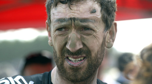 La maschera di fango di Bradley Wiggins a fine gara © teamsky.com