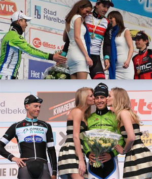Il podio di Harelbeke nel 2013 e nel 2014